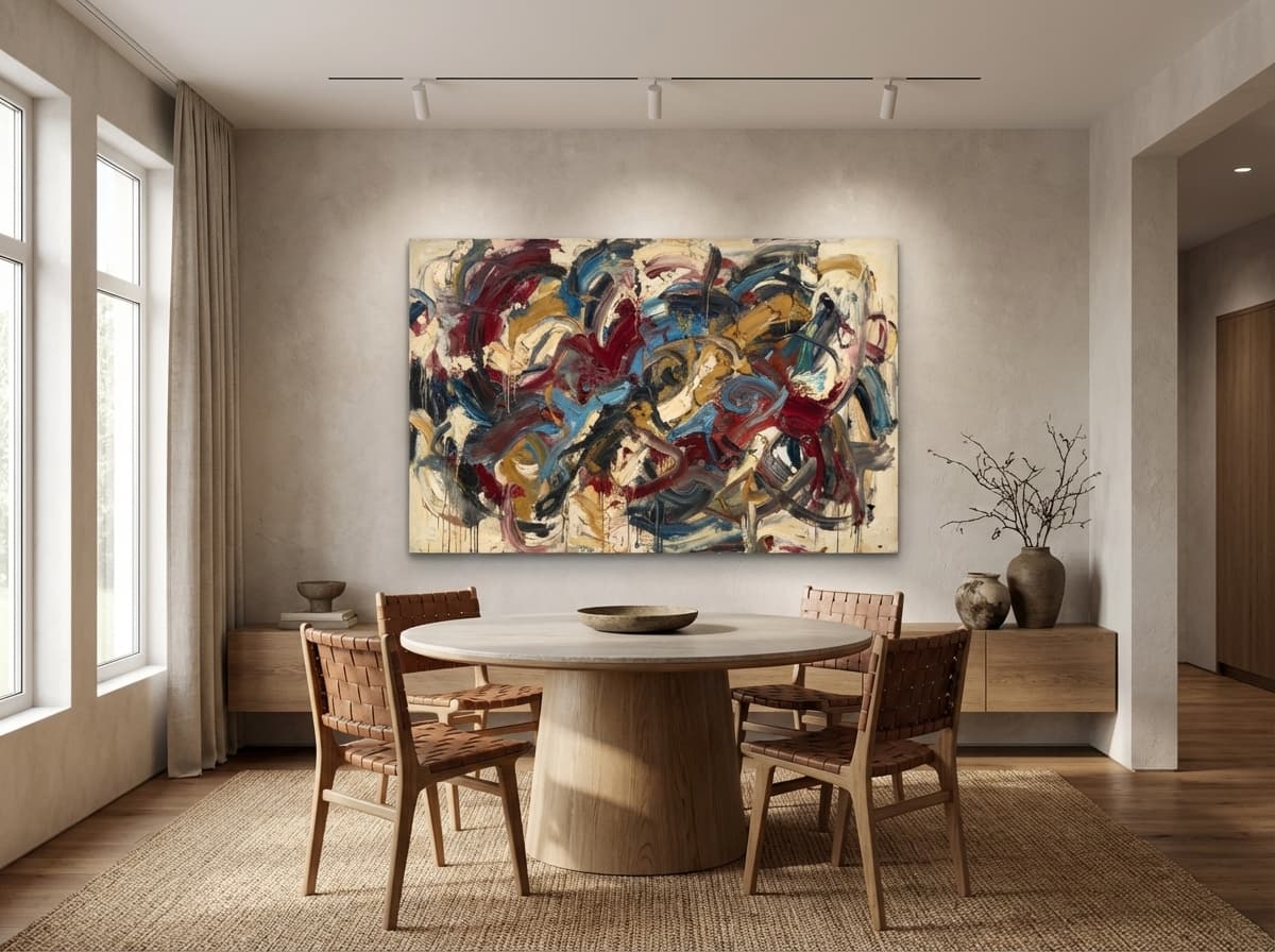 Abstract Expressionism artwork in Modern Organic Dining Room