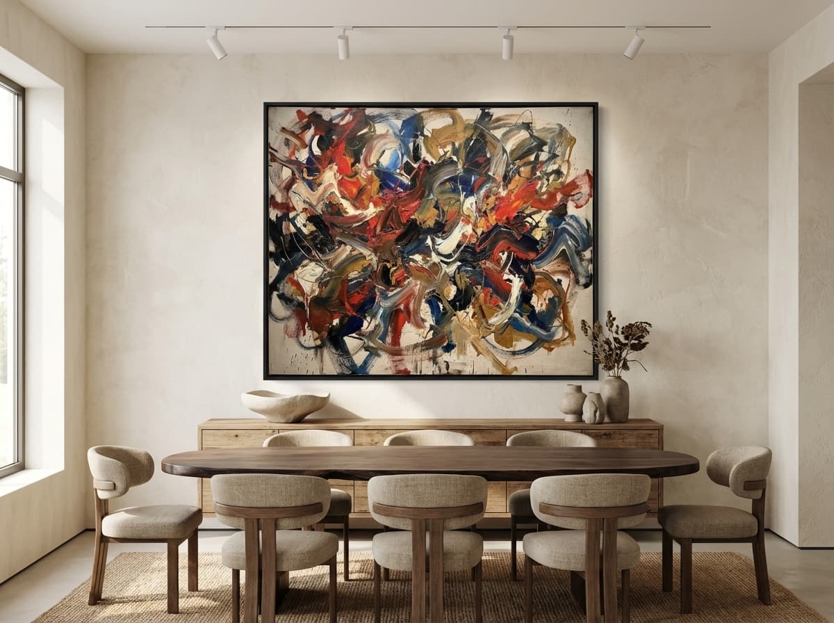 Abstract Expressionism artwork in Modern Organic Dining Room